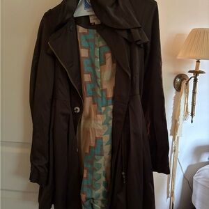 Elevenses Dark Brown Trench Coat with Patterned Lining